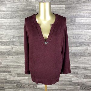 WHITE HOUSE BLACK MARKET Pullover Burgundy Wool Blend Knit Sweater Womens Size L
